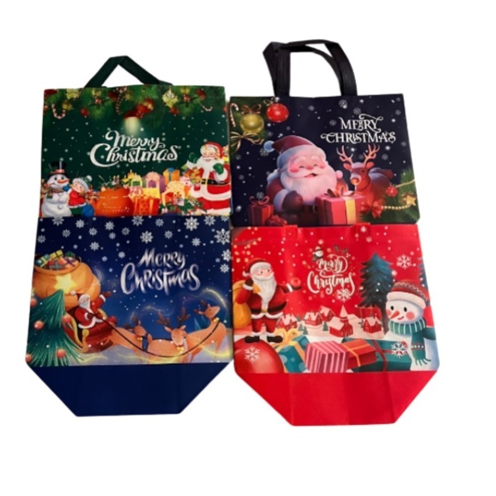 Festive Christmas Tote Bag Set - Red, Green, Blue
